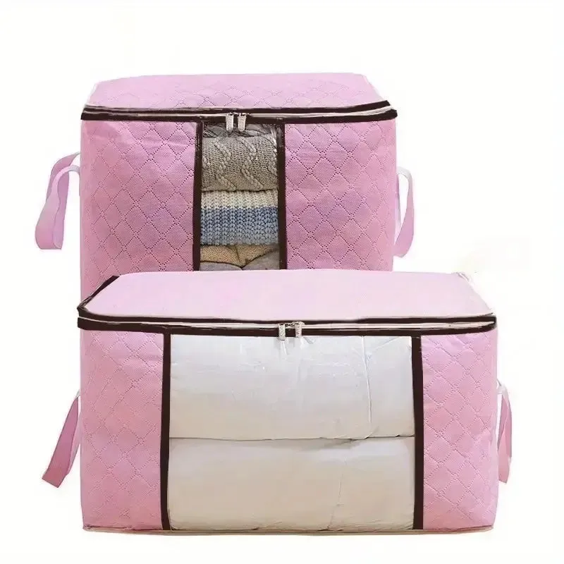 2-Pack: Large Storage Bag Organizer with Reinforced Handle, Clear Window & Sturdy Zippers