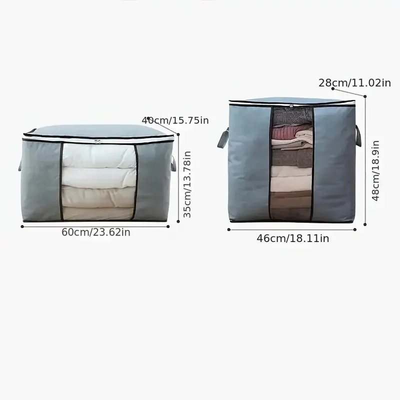 2-Pack: Large Storage Bag Organizer with Reinforced Handle, Clear Window & Sturdy Zippers