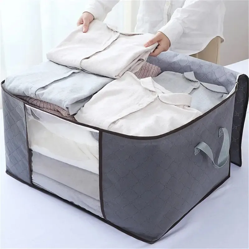 2-Pack: Large Storage Bag Organizer with Reinforced Handle, Clear Window & Sturdy Zippers