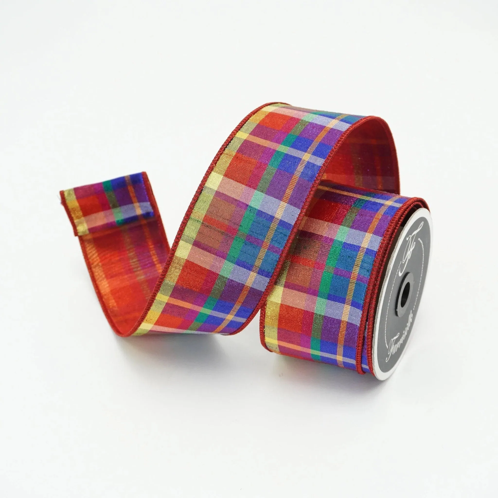 2.5" Christmas Candy Plaid Ribbon, Farrisilk Ribbon