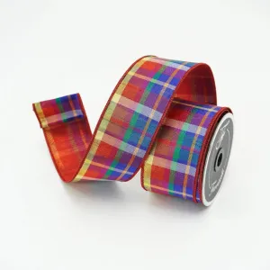 2.5" Christmas Candy Plaid Ribbon, Farrisilk Ribbon