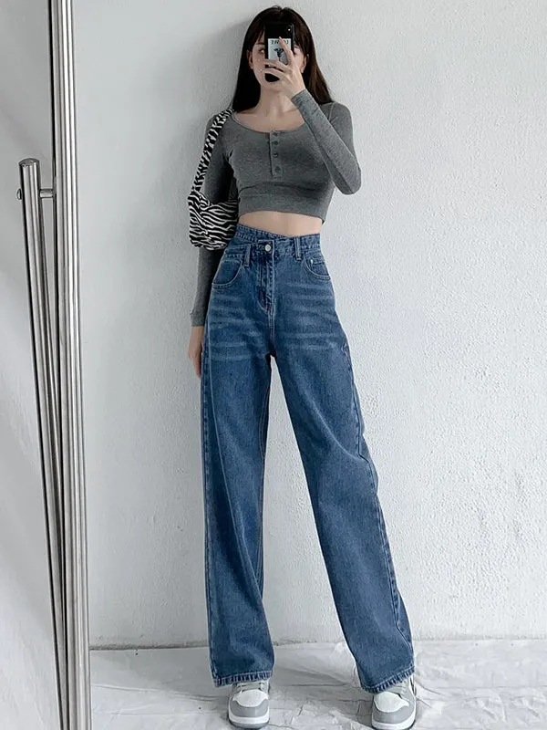 4 Colors High Waisted Jean Pants Bottoms