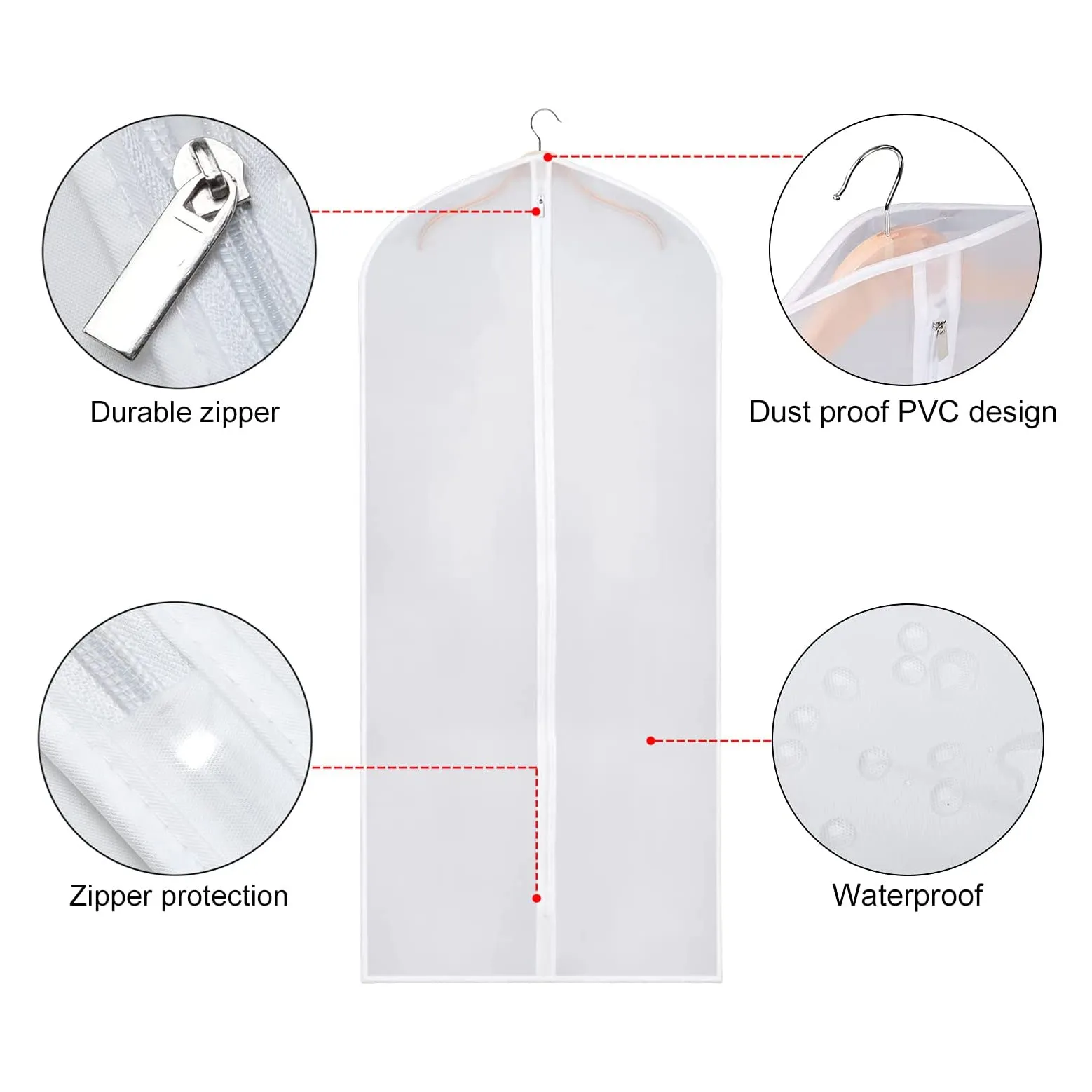 6-Pieces: Zilink Clear Garment Bag Dress Bags