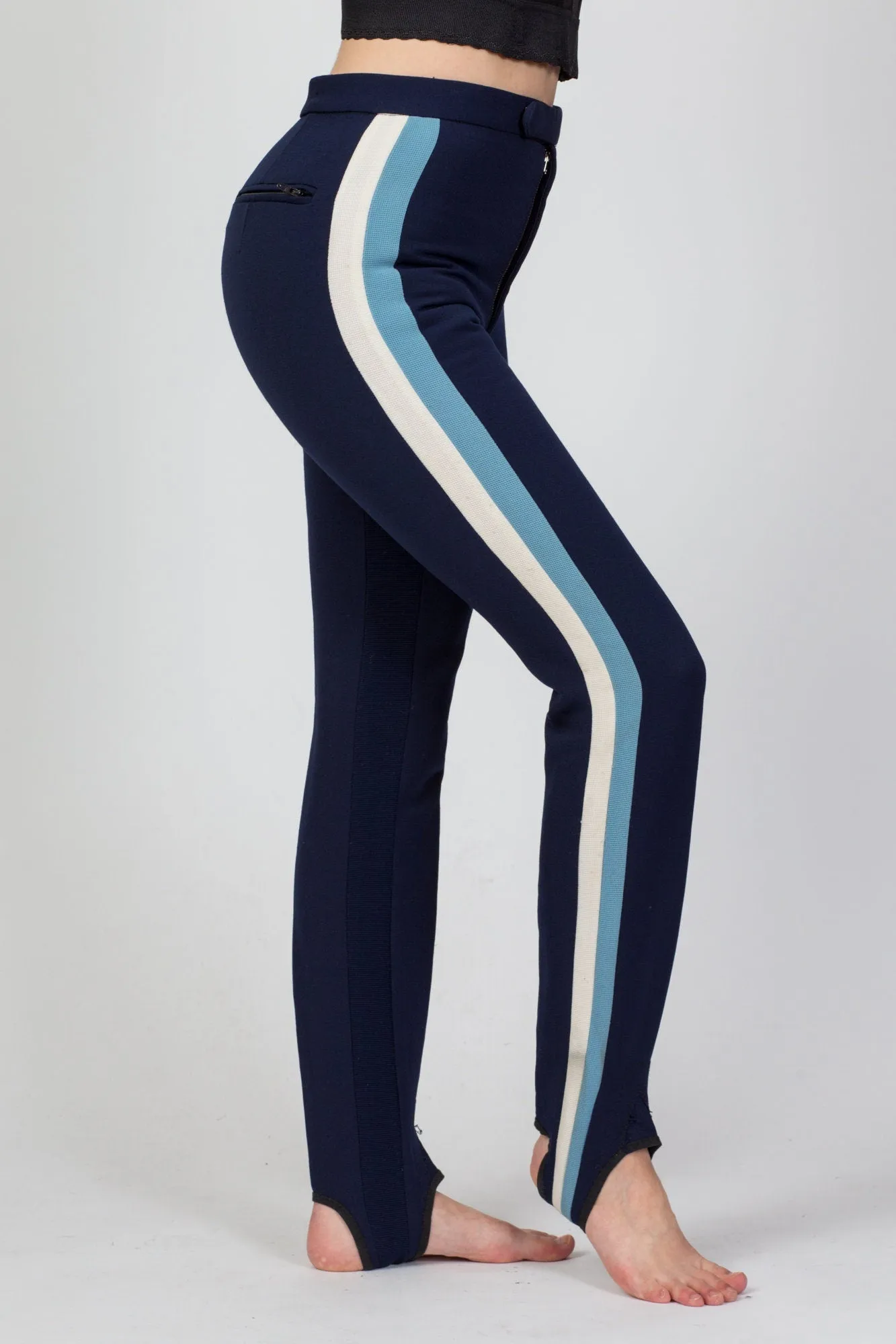 70s Striped Stirrup Ski Pants - XS to Petite Small