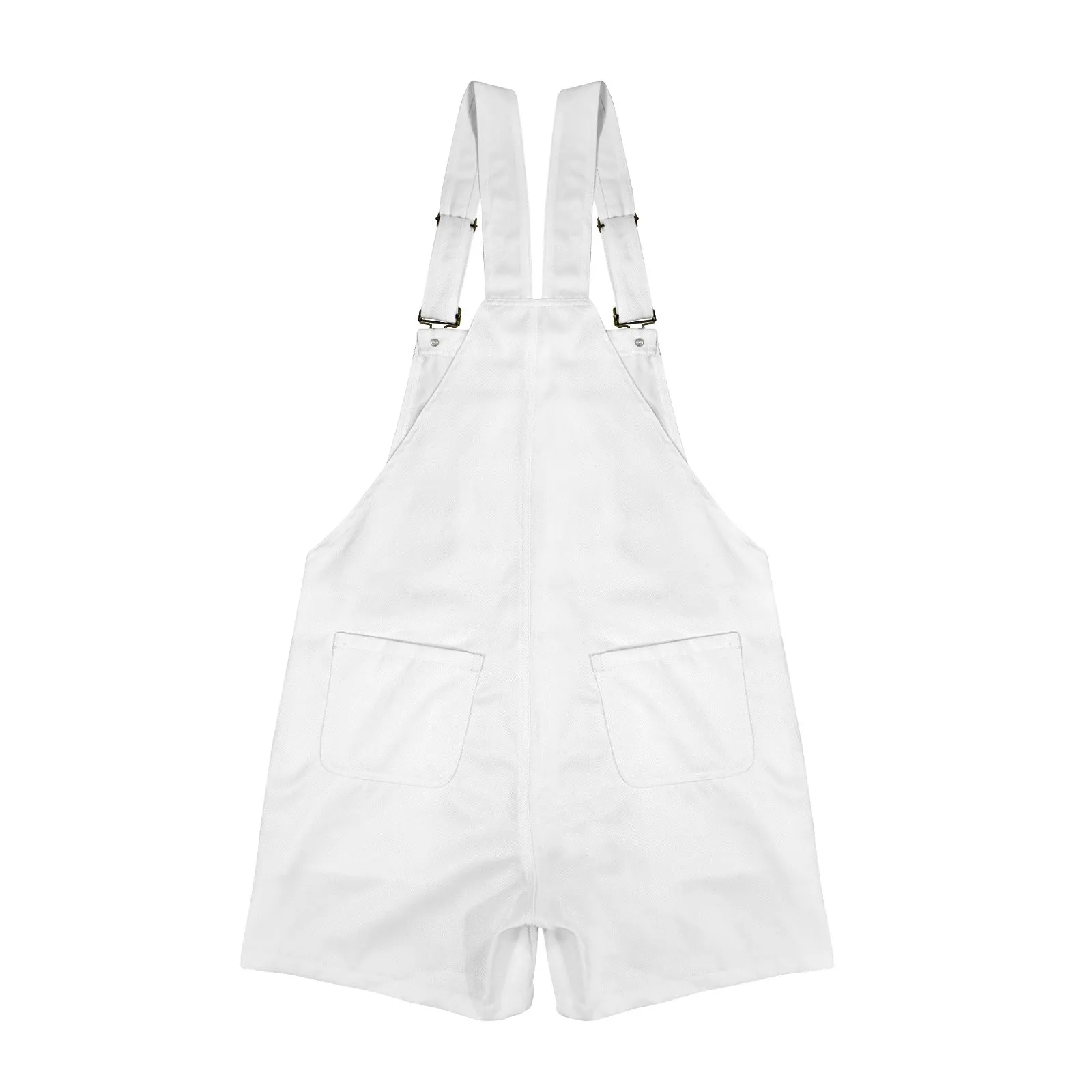 90's Vibes White Unisex Shorts Suspender Jumpsuit