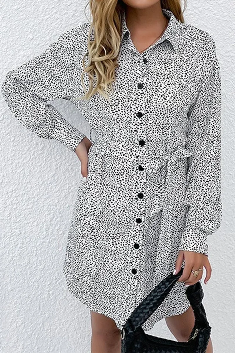 ANIMAL PATTERN BUTTON DOWN MIDI DRESS