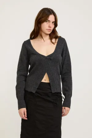 Asymmetric Knit Cardi Charcoal