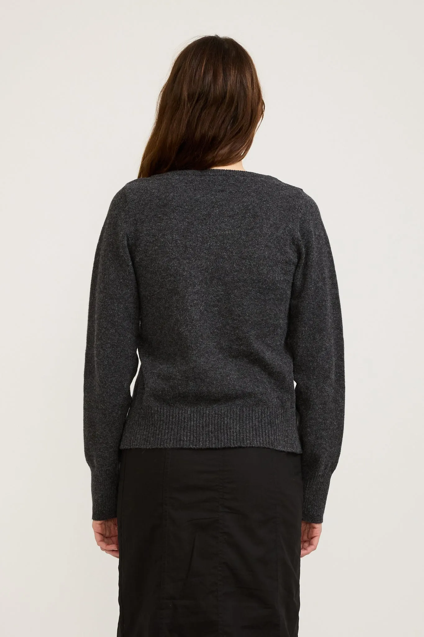 Asymmetric Knit Cardi Charcoal