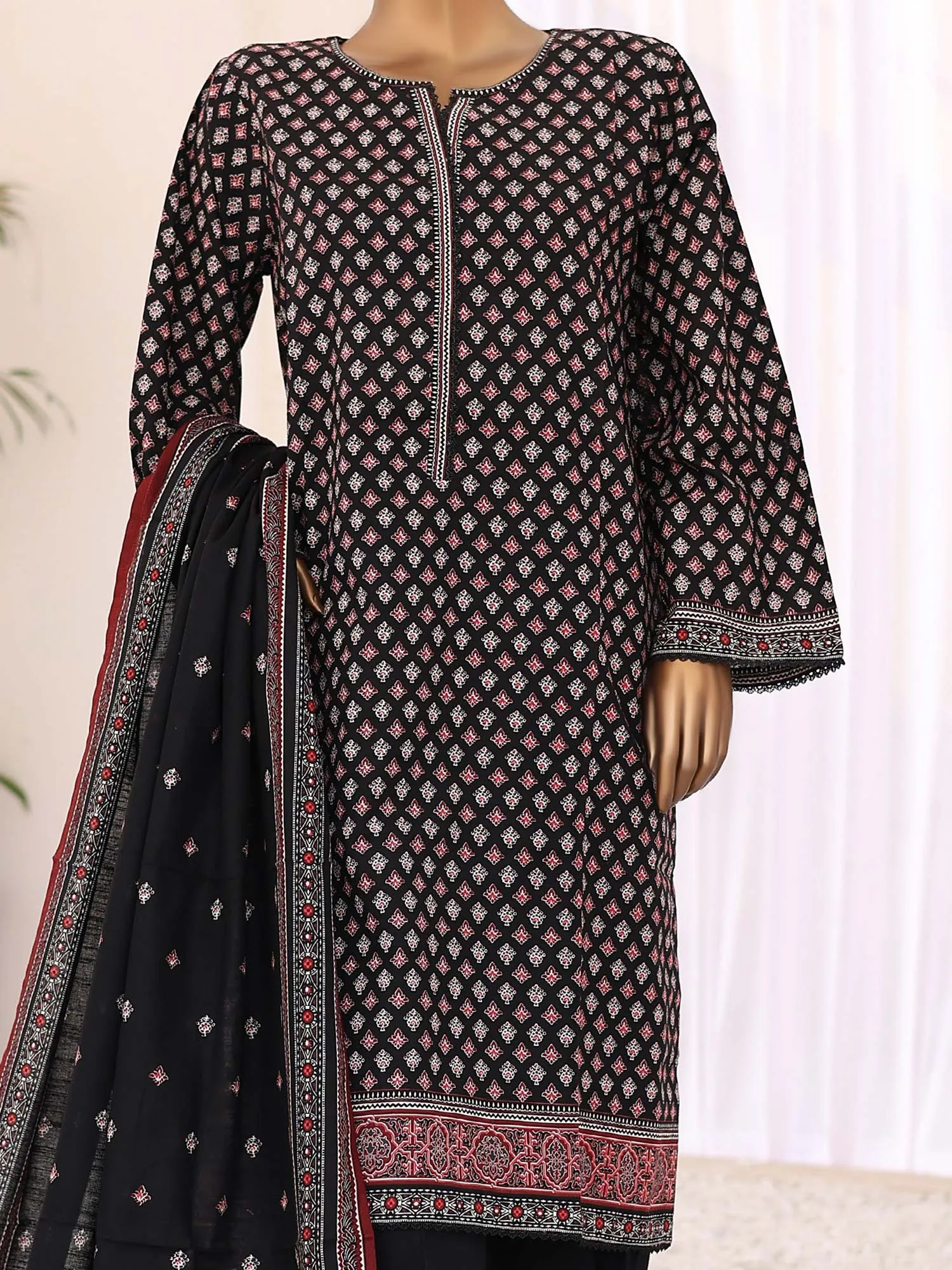 Bin Saeed Winter Khaddar Black 3-Piece Suit