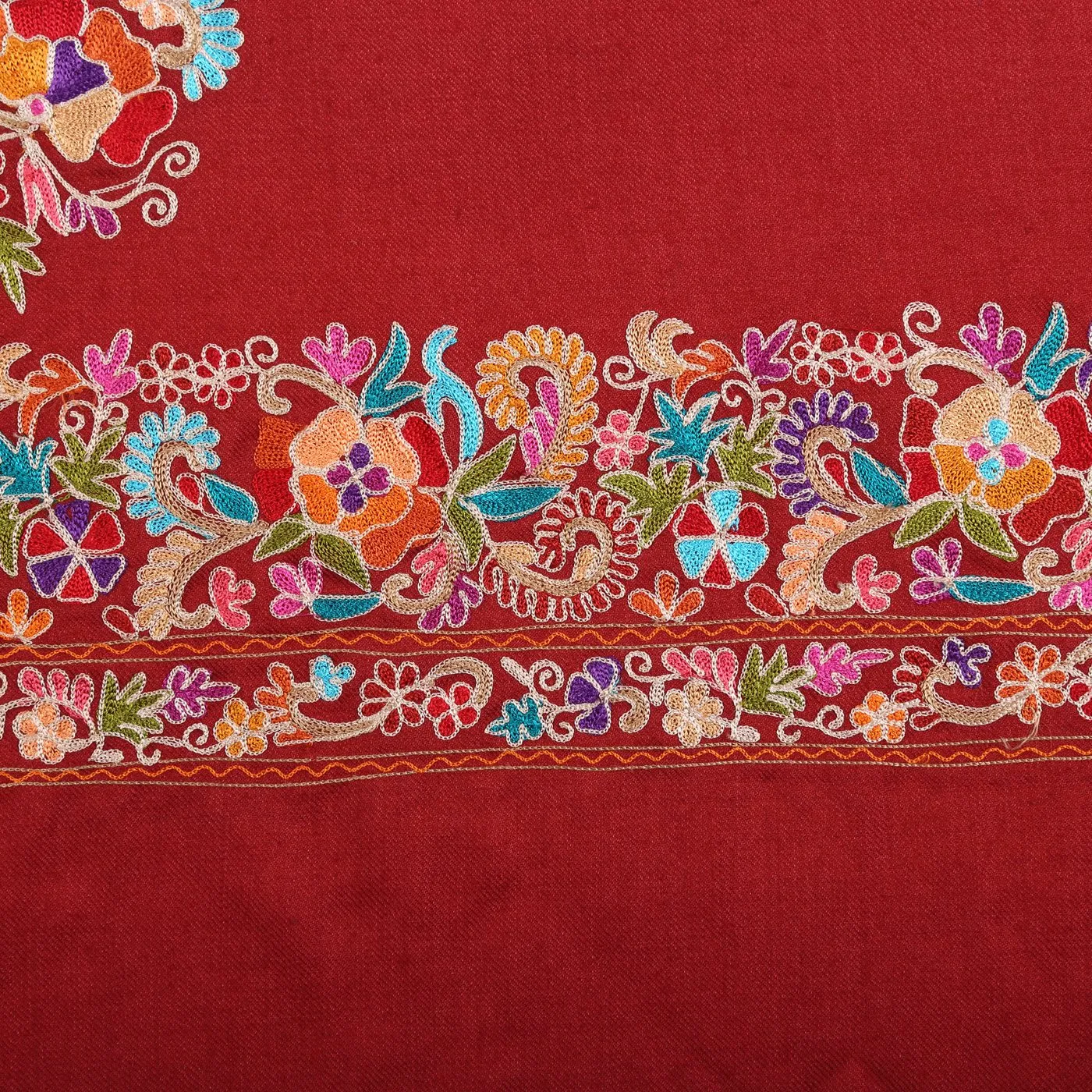 Border Ruby Embroidered Shawl