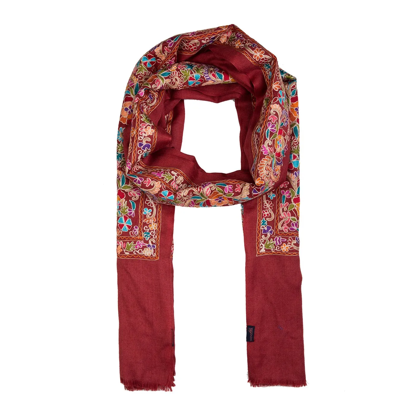 Border Ruby Embroidered Shawl