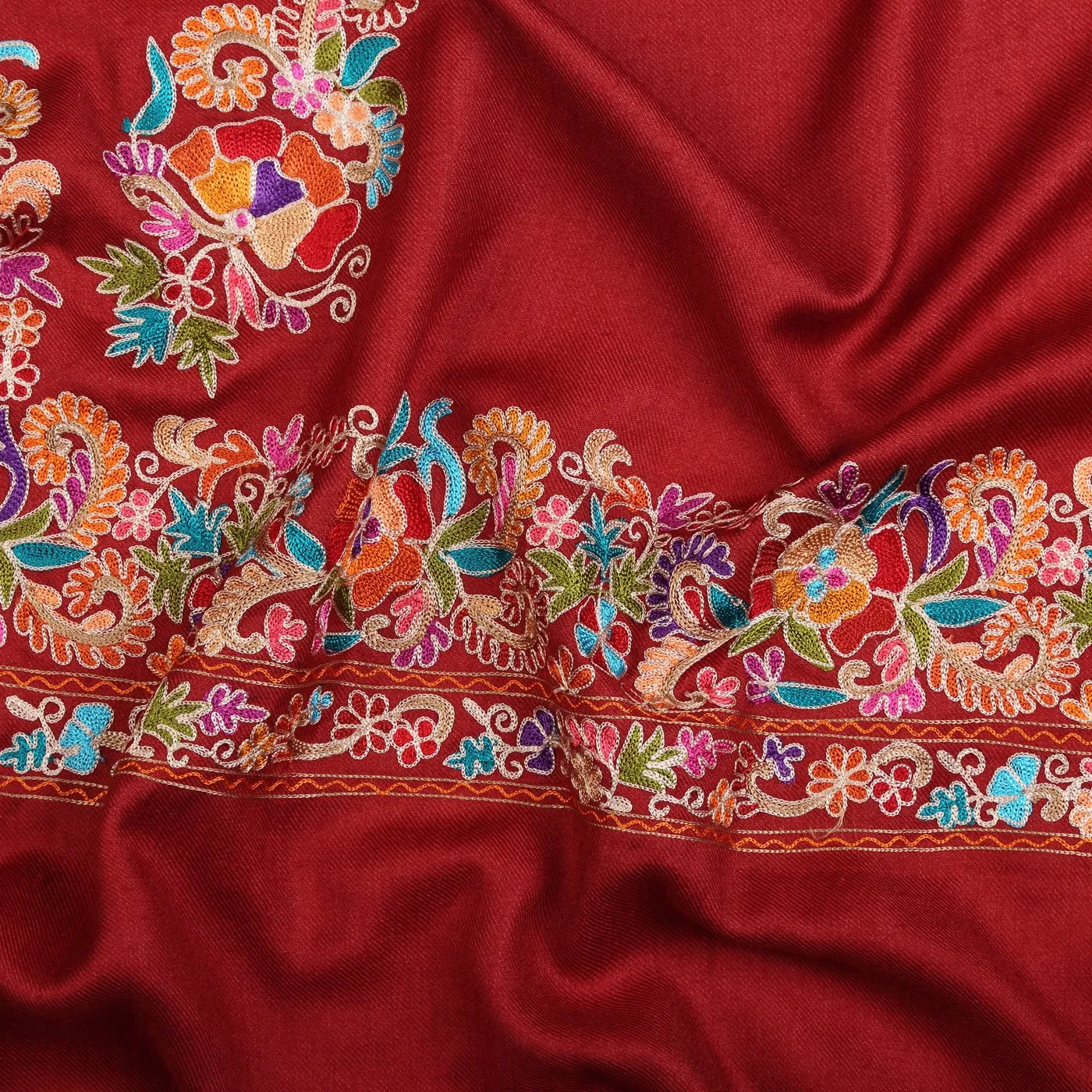 Border Ruby Embroidered Shawl