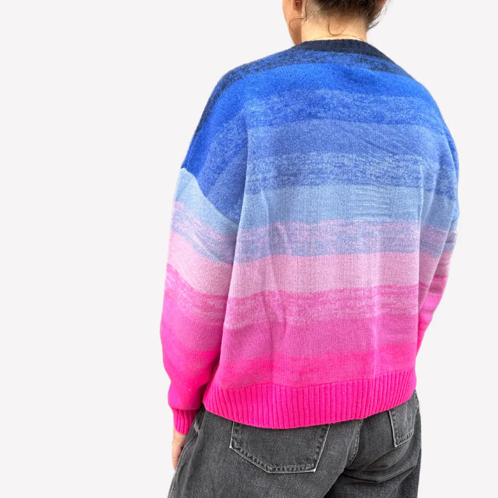 Brodie Gradient Fade Crew - Diva Pink/Navy