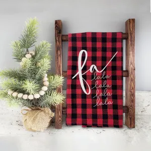 Buffalo plaid red black Cotton Tea towel | christmas tea towel | fa la la la la dish towel | christmas tea towel