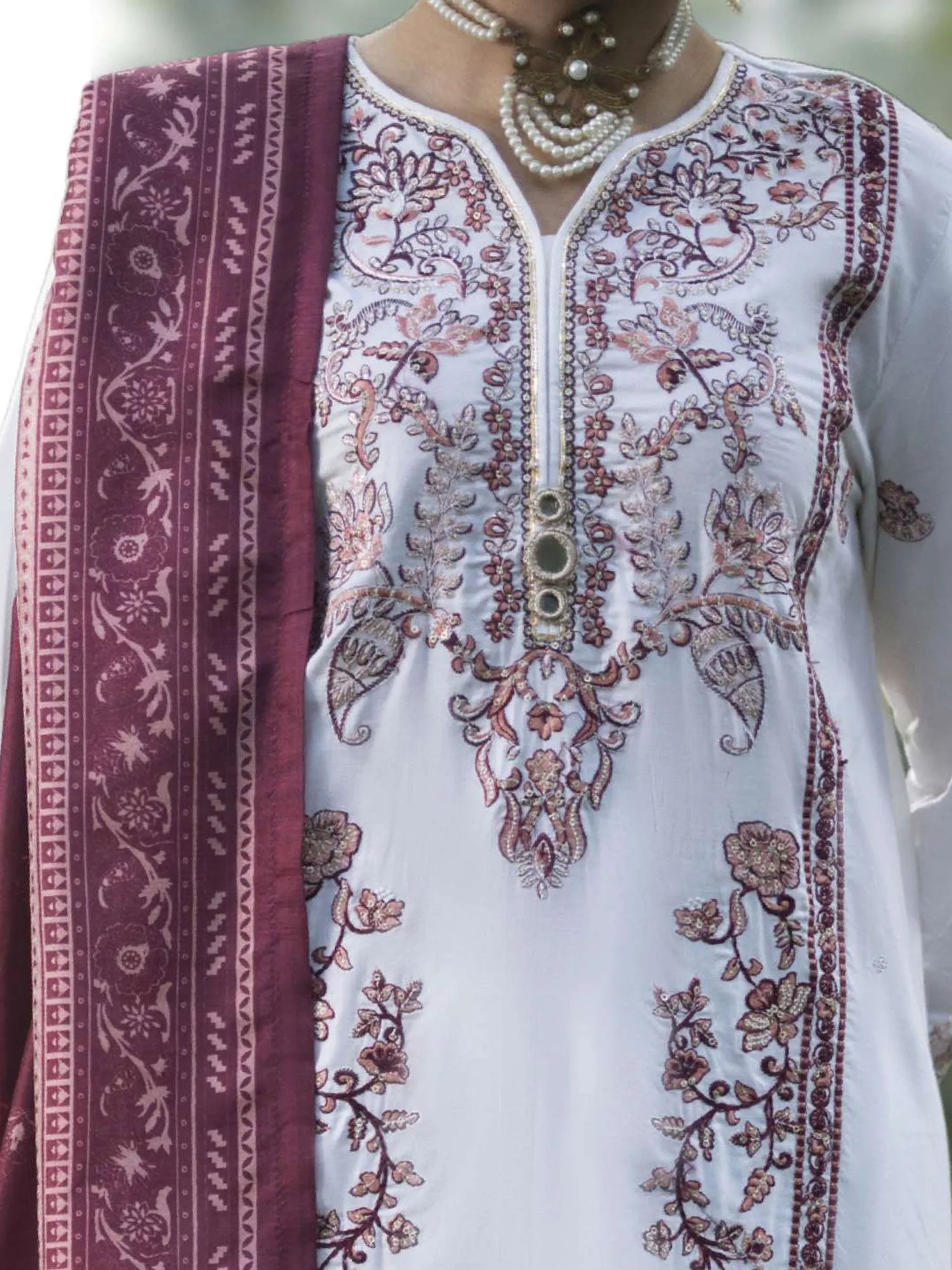 Casual Lite "Khamoshi" Embroidered Linen Suit - White