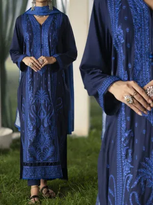 Casual Lite "Shanasai" Embroidered Winter Linen Suit - Blue