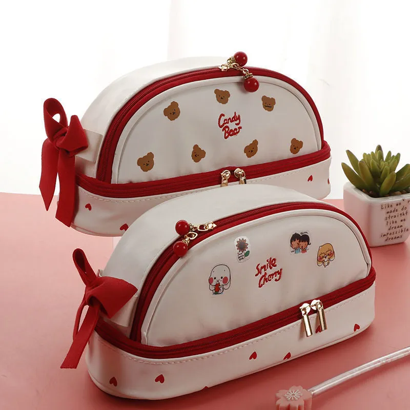 Cherry PU Kawaii Cherry Bear Pencil Case