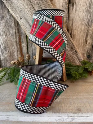 Christmas Plaid mini check plaid, Farrisilk ribbon