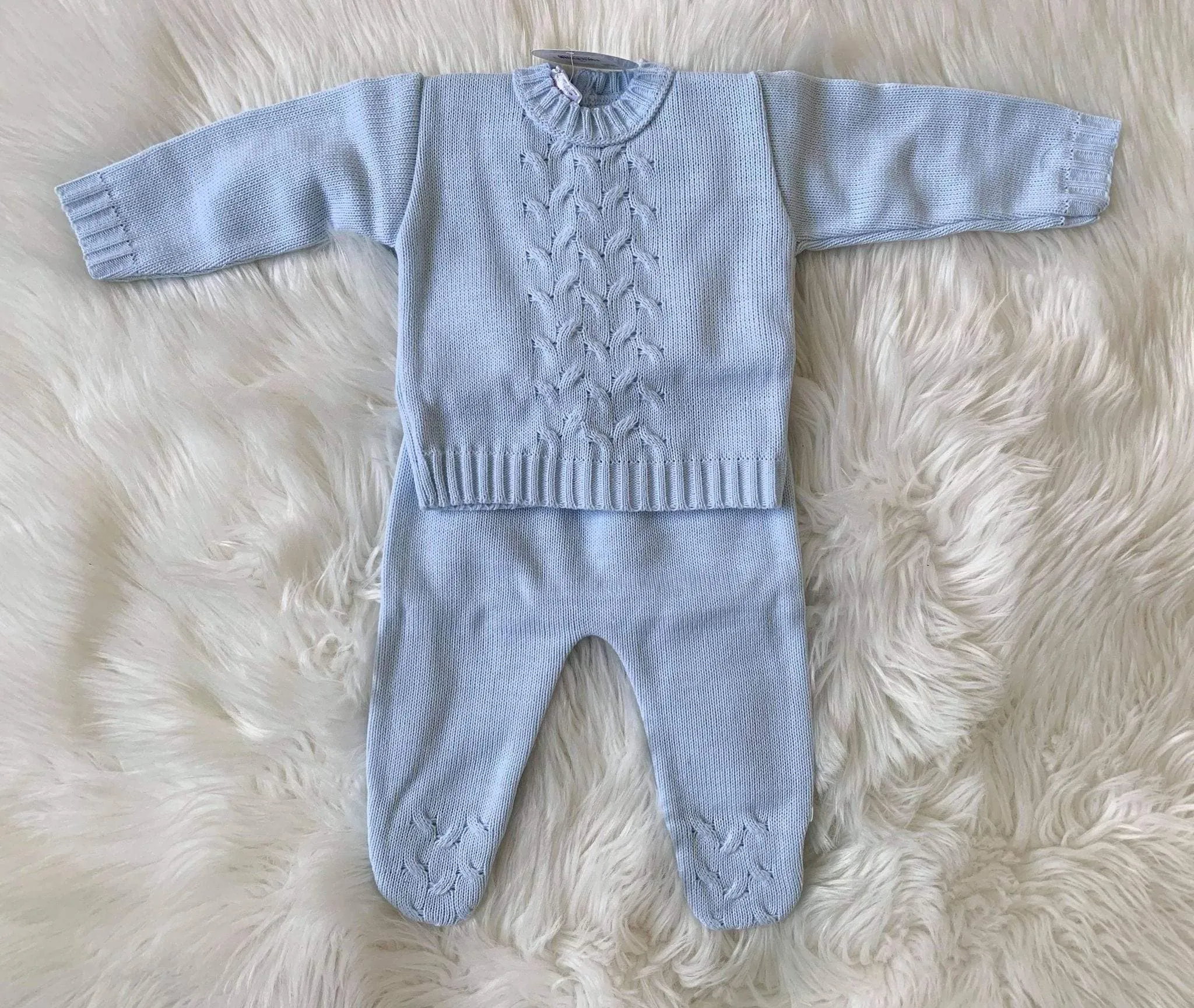 CLEARANCE SALE - Minhon - Baby Boys Baby Blue Knitted 2pc Set