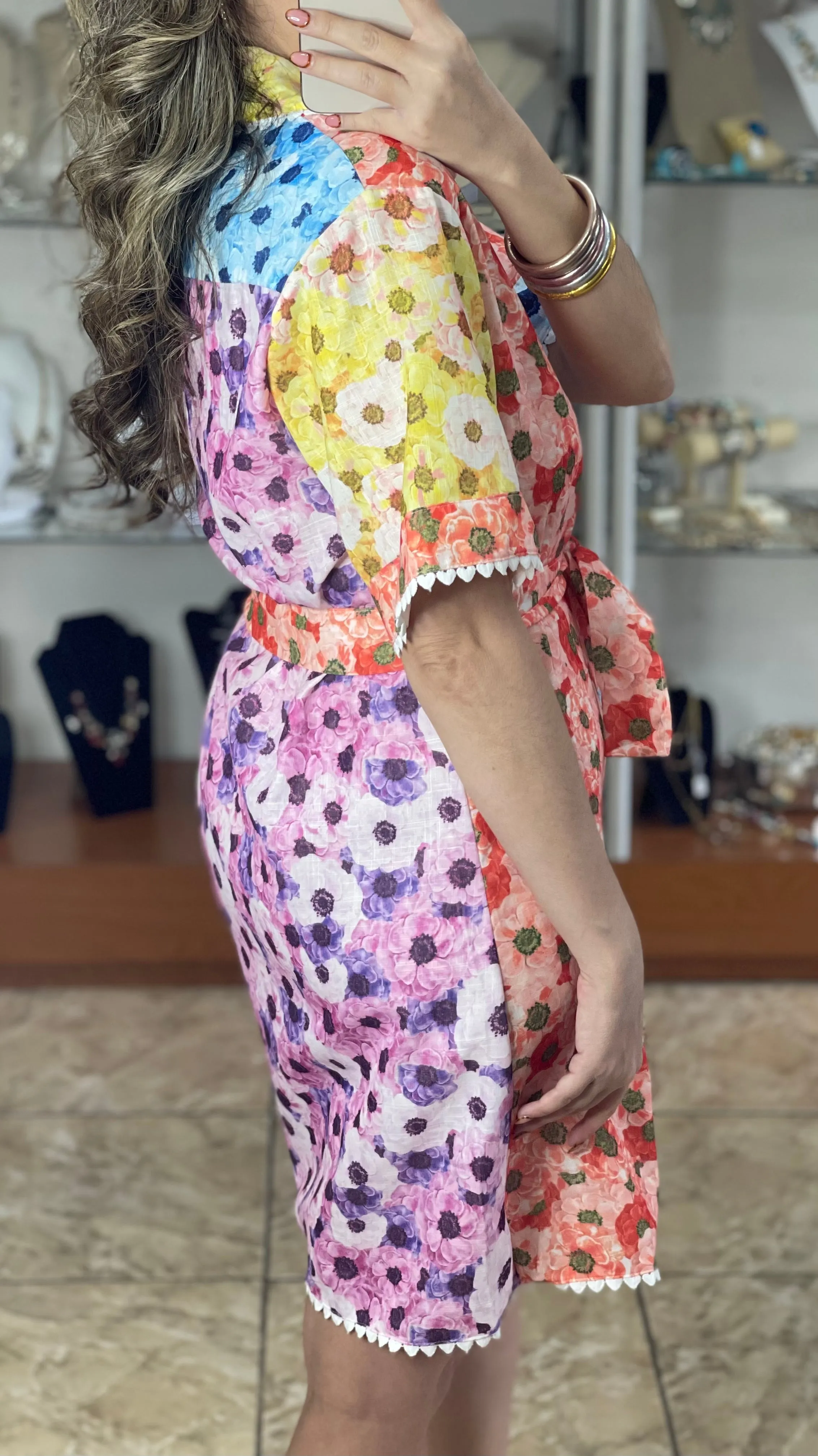 Color Block Floral Dress