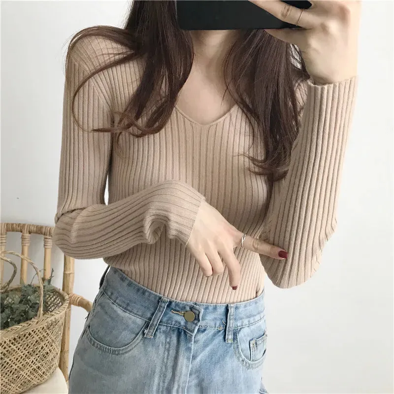 deanwangkt New Autumn Winter Women Sweater Sold Warm Turtlenecks Casual V Neck Oversized Lady Sweaters Knitted Pullover Top Pull Femme