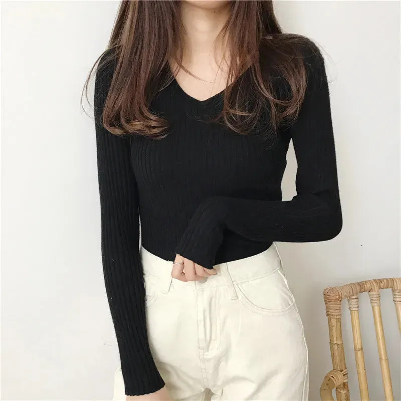 deanwangkt New Autumn Winter Women Sweater Sold Warm Turtlenecks Casual V Neck Oversized Lady Sweaters Knitted Pullover Top Pull Femme