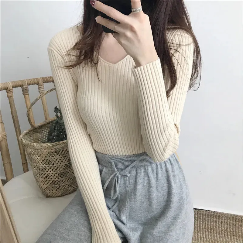 deanwangkt New Autumn Winter Women Sweater Sold Warm Turtlenecks Casual V Neck Oversized Lady Sweaters Knitted Pullover Top Pull Femme