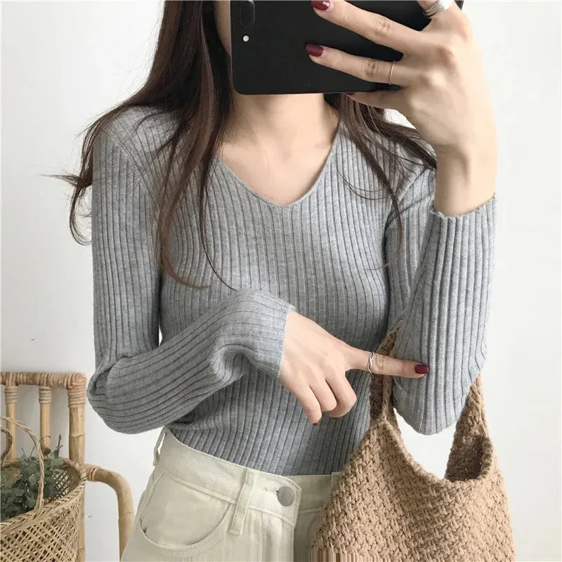 deanwangkt New Autumn Winter Women Sweater Sold Warm Turtlenecks Casual V Neck Oversized Lady Sweaters Knitted Pullover Top Pull Femme