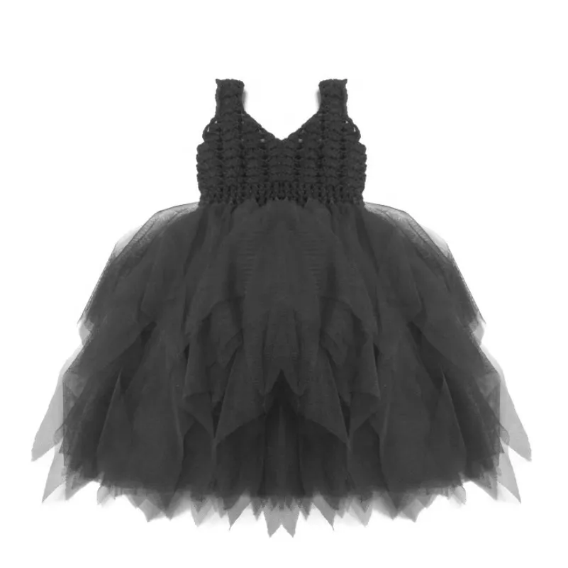 DOLLY by Le Petit Tom ® CROCHET TUTU DRESS SEASHELLS black