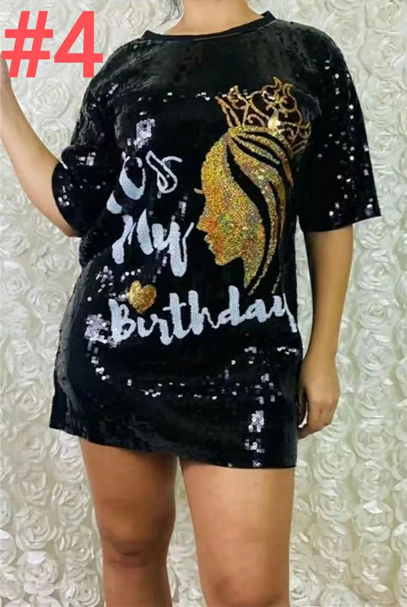 Fashion Sequin T-Shirt Mid Length Top（AY1753）