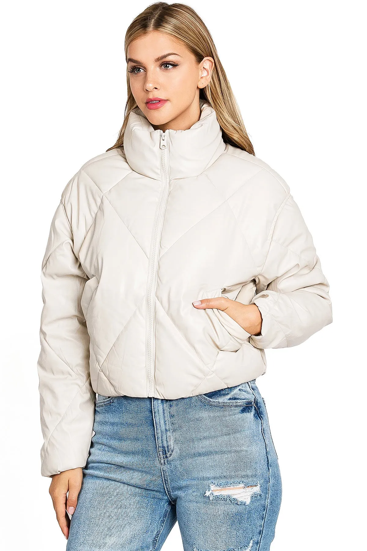 Faux Leather Puffer