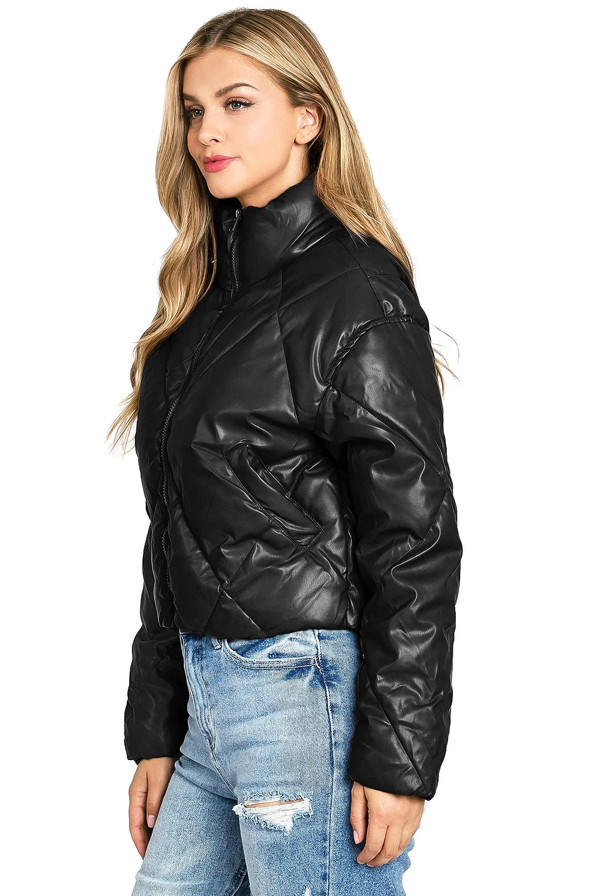 Faux Leather Puffer