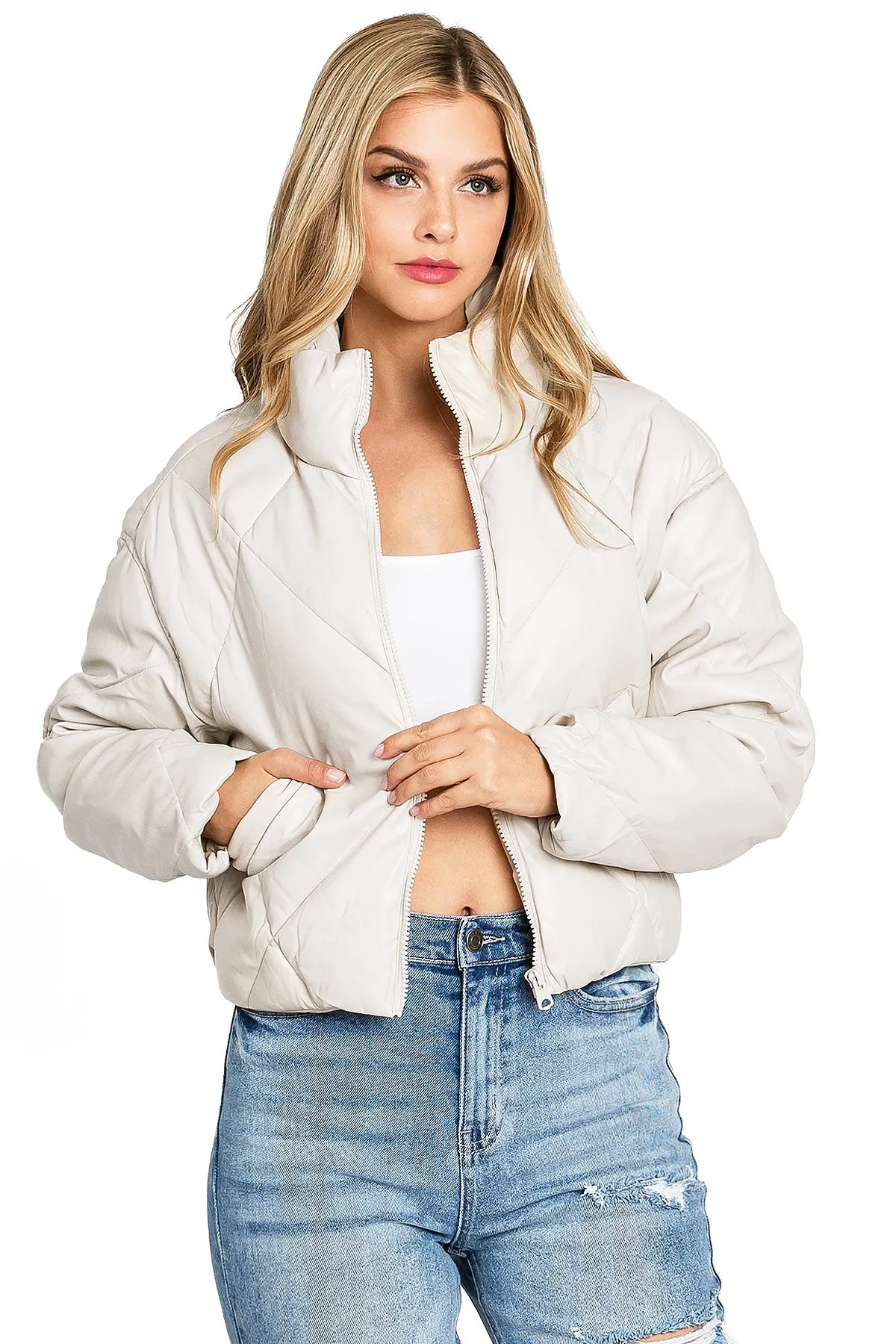 Faux Leather Puffer