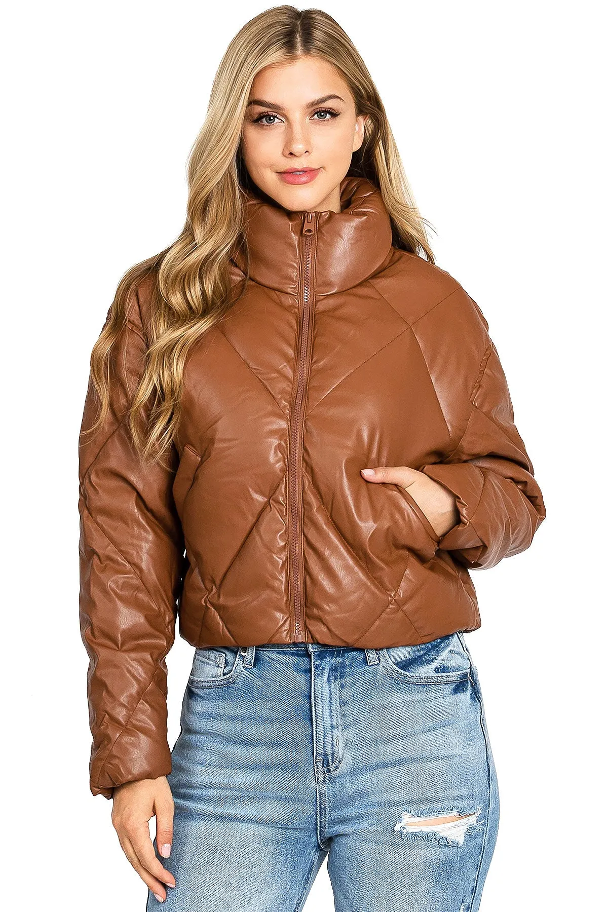 Faux Leather Puffer