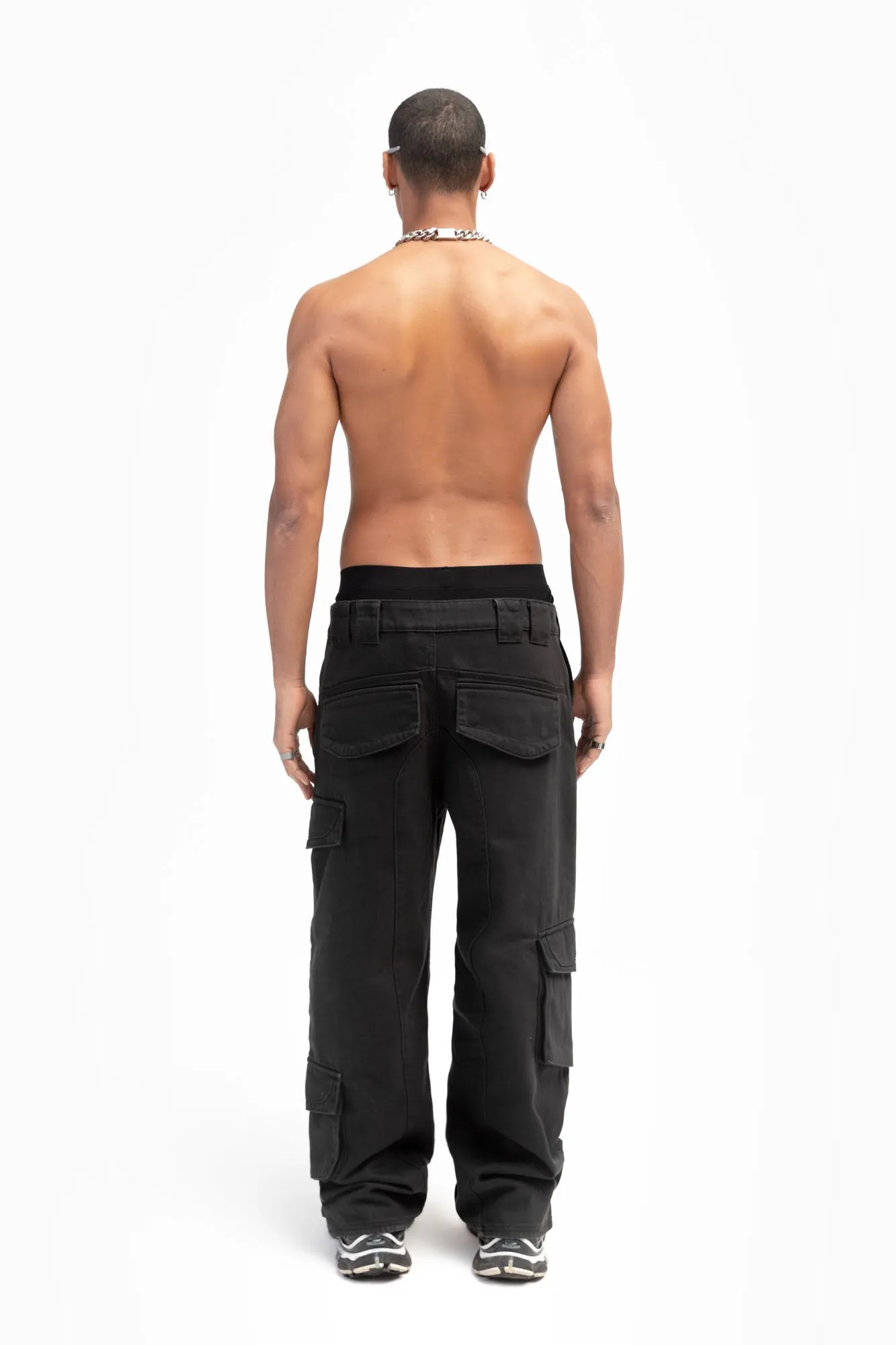 FIVE POCKET BLACK CARGO PANTS