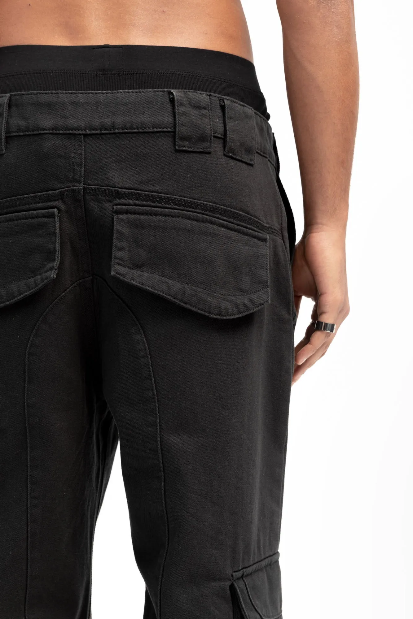 FIVE POCKET BLACK CARGO PANTS