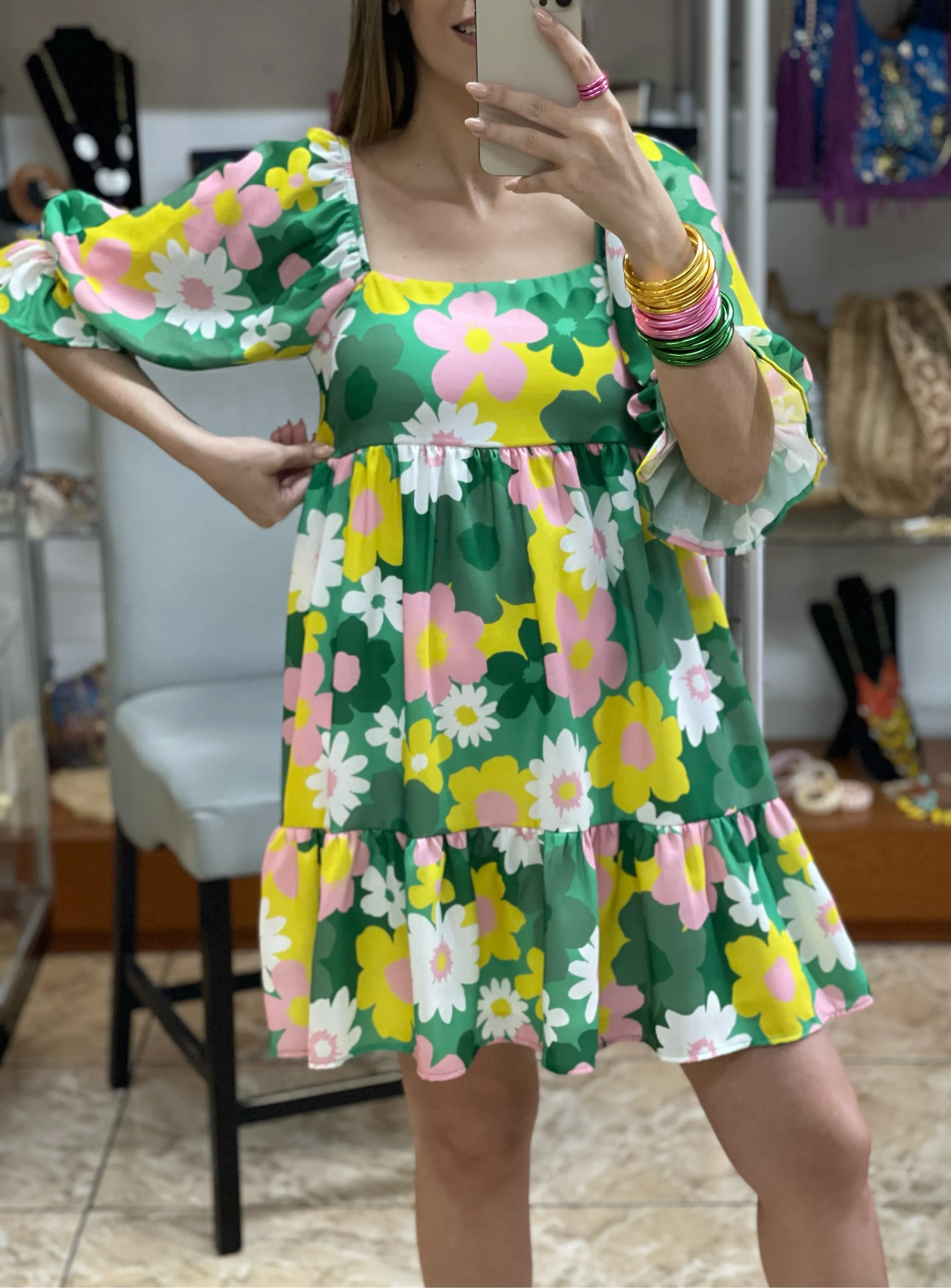 Green Floral Dress