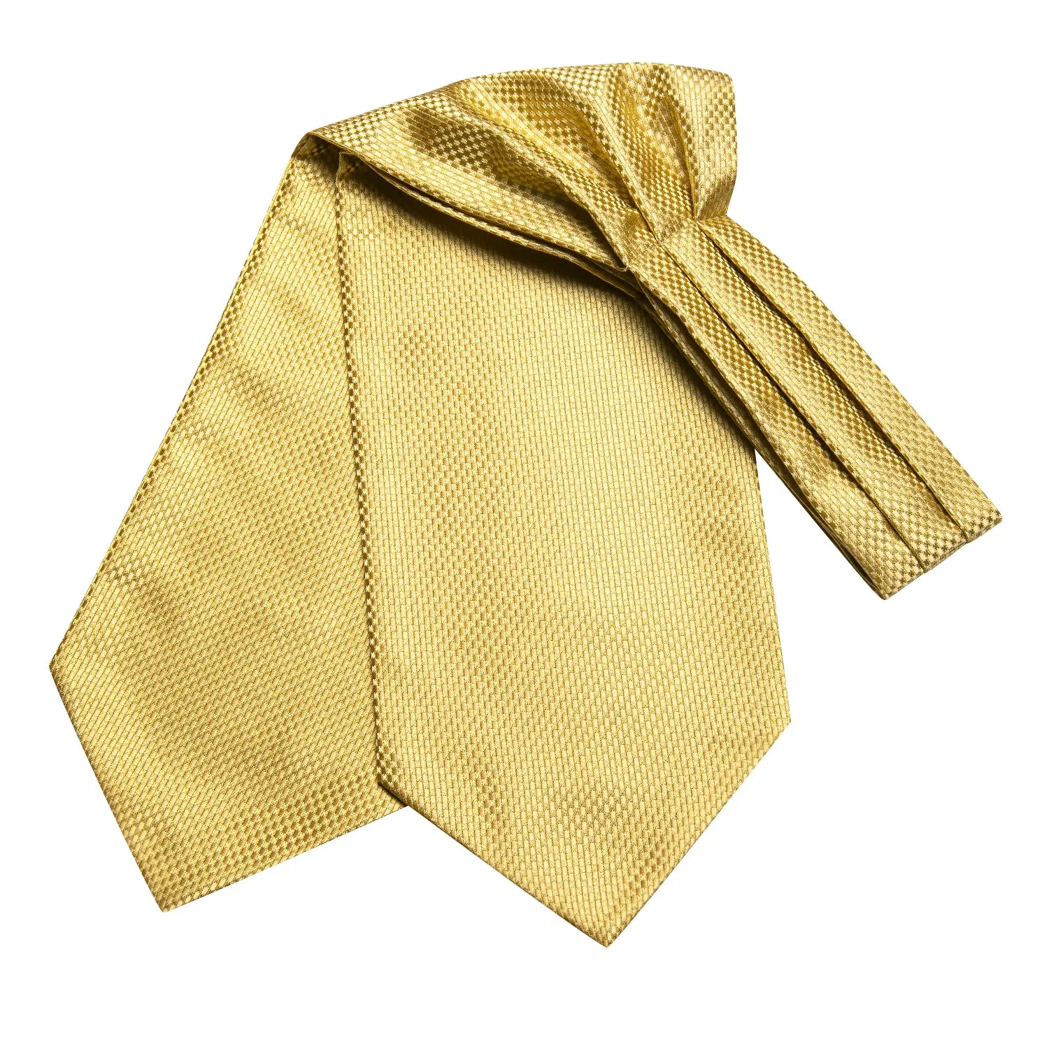 Hi-Tie Yellow Ascot Tie Solid Mens Necktie Pocket Square Cufflinks Set