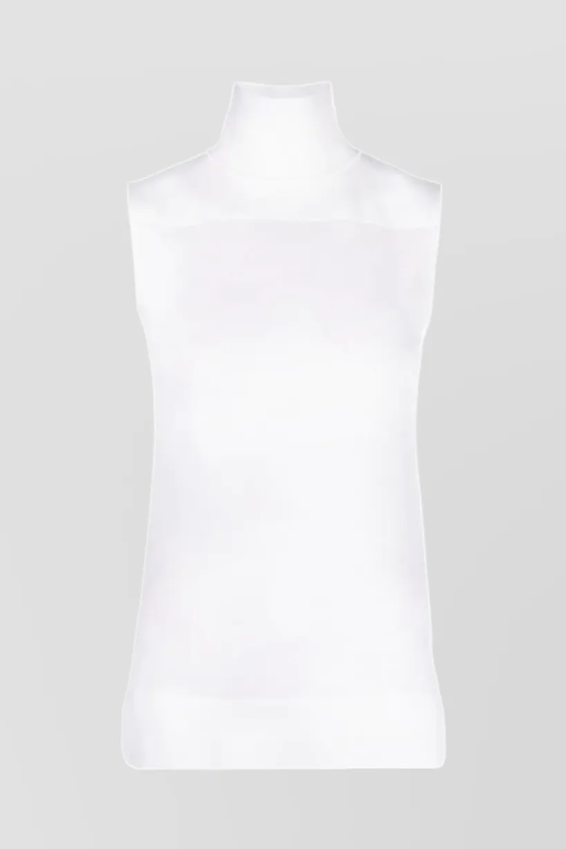 High neck sleeveless chiffon top