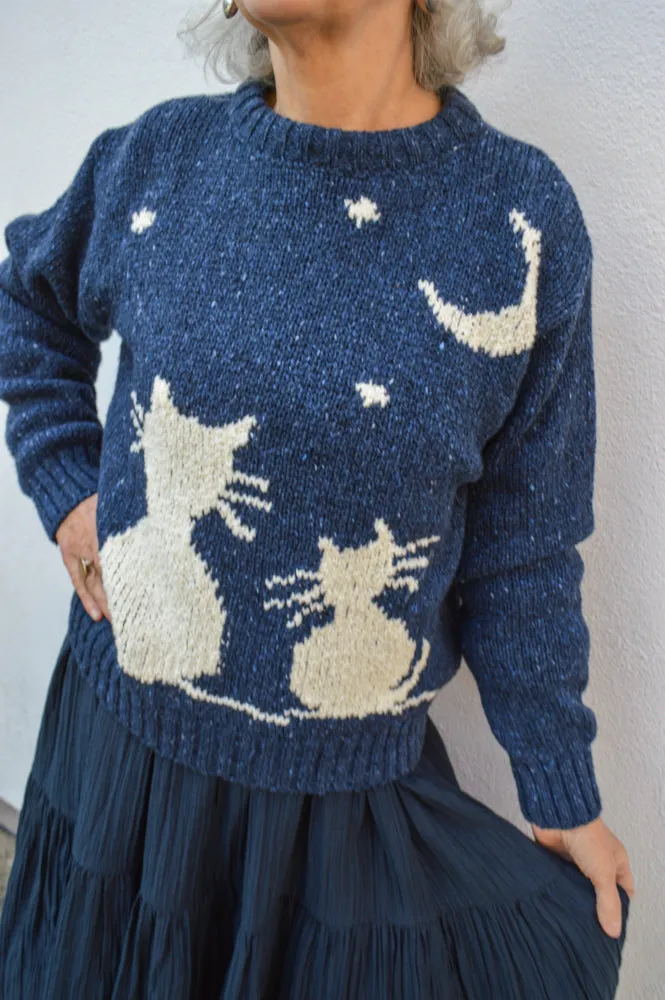 Howlin Cats Love Space Blue Knit Pullover