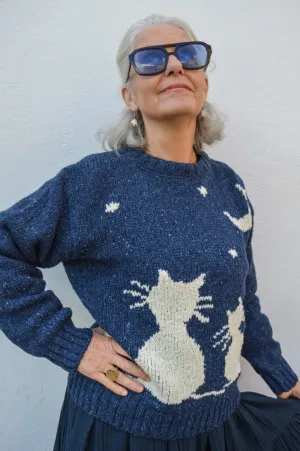 Howlin Cats Love Space Blue Knit Pullover