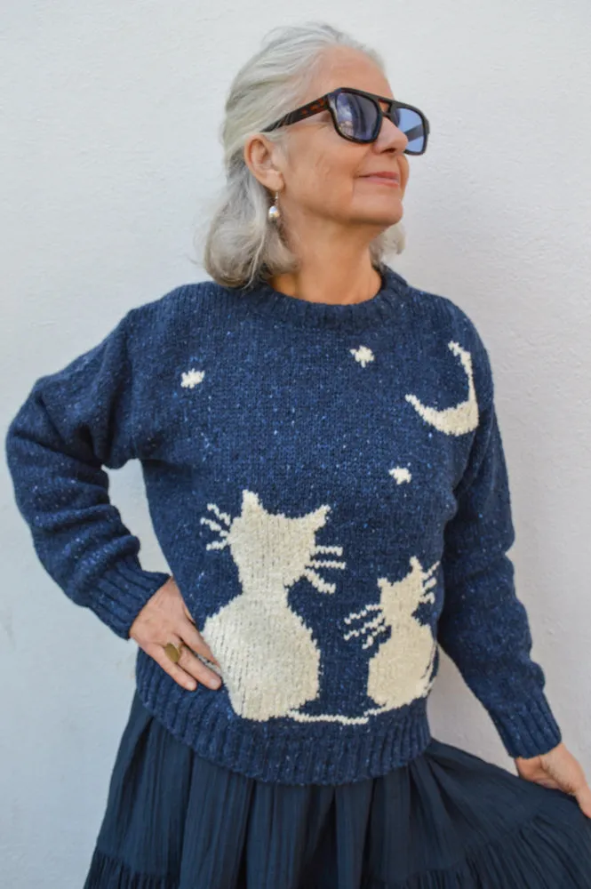 Howlin Cats Love Space Blue Knit Pullover