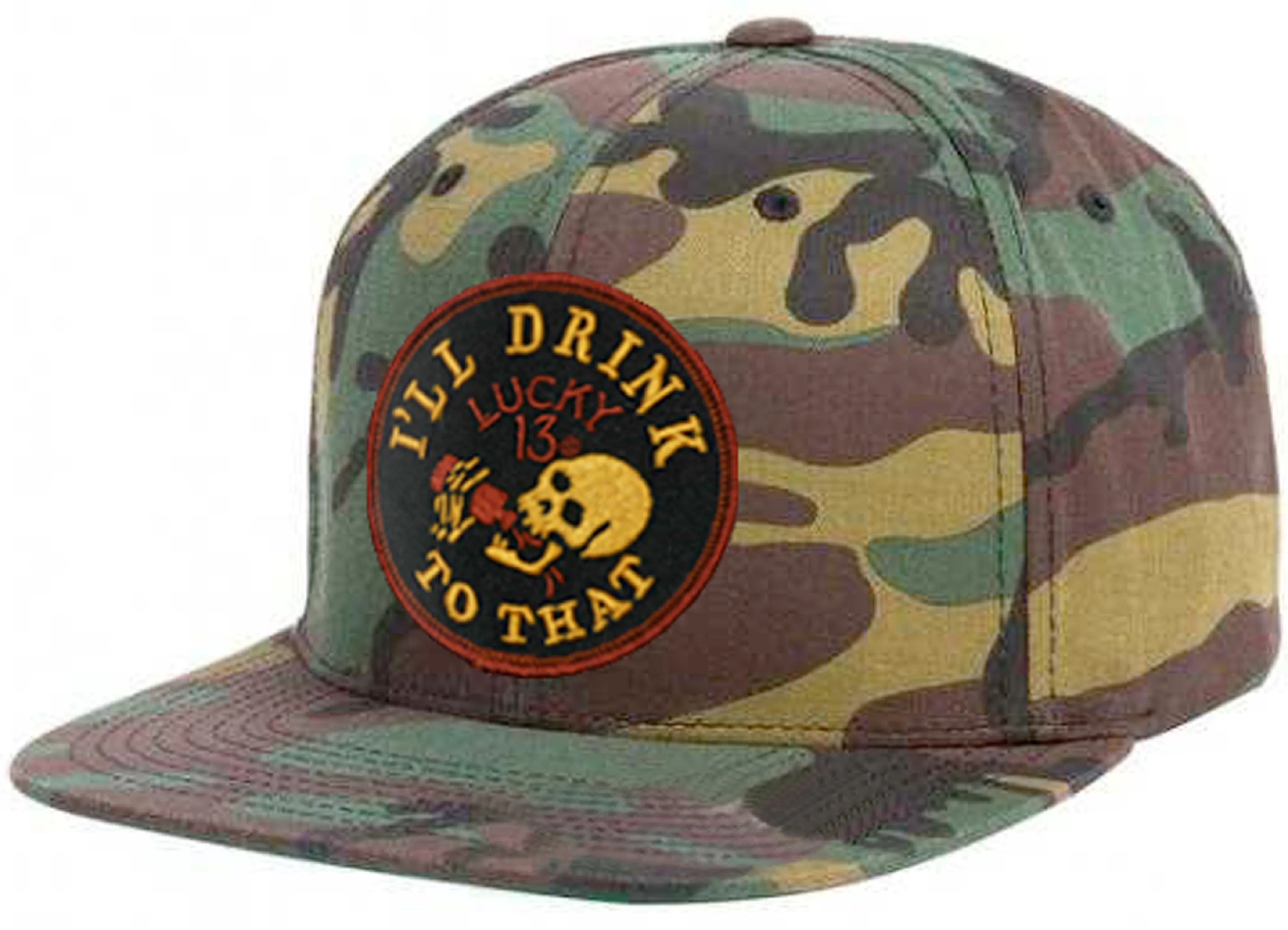 I’LL DRINK TO THAT Flat Bill Snap Back Cap - CAMOUFLAGE