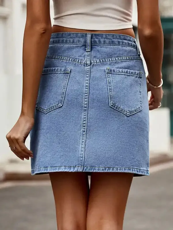 Irregular Waist Design Denim Skirt Skirt