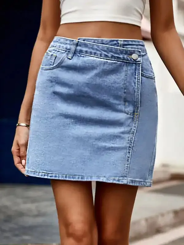 Irregular Waist Design Denim Skirt Skirt