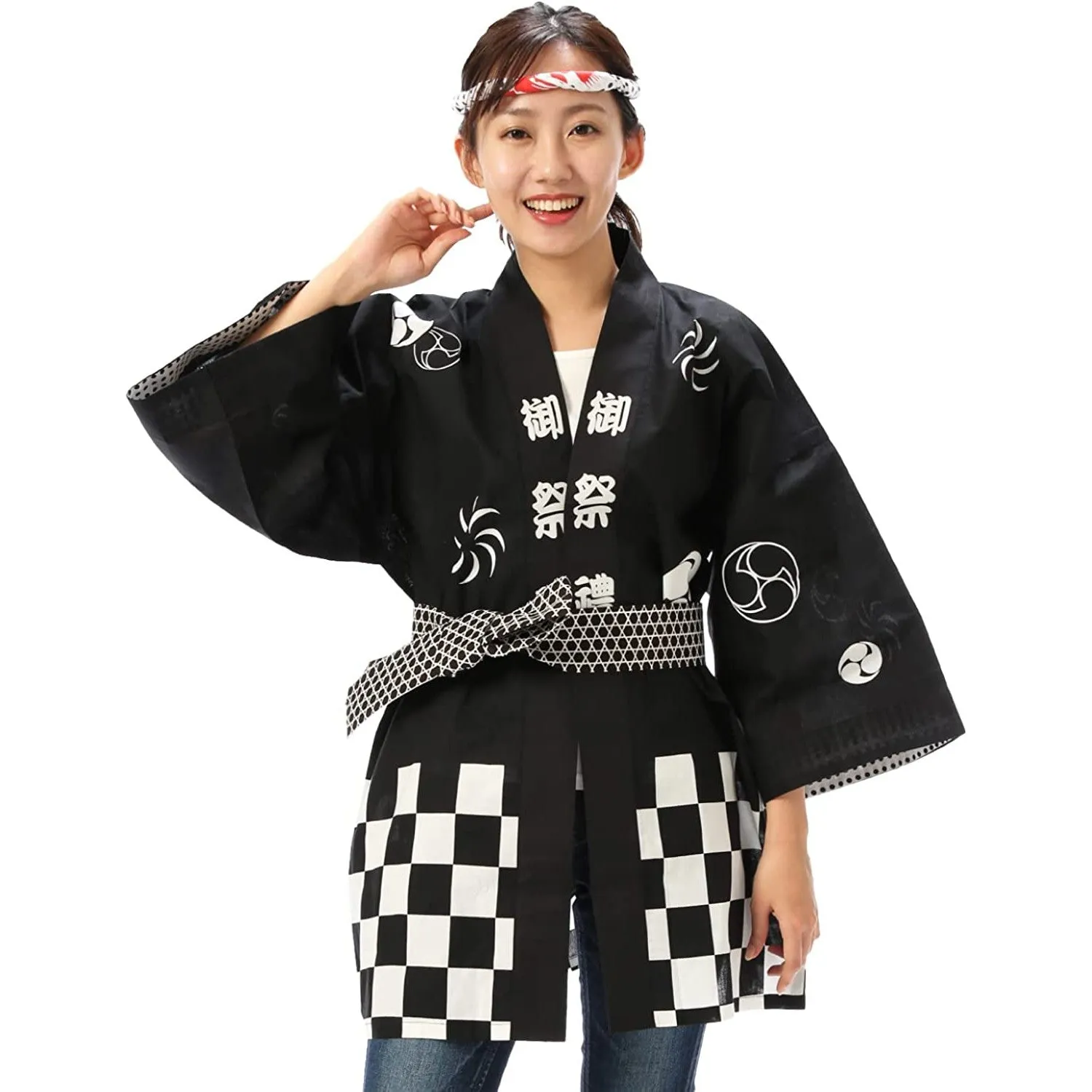 Japanese Matsuri Happi Set Black Medium "祭 (Festival)"