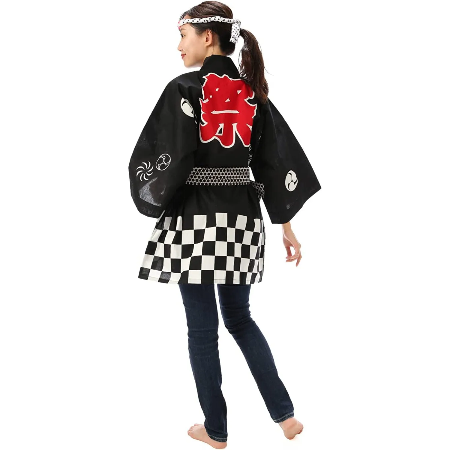 Japanese Matsuri Happi Set Black Medium "祭 (Festival)"