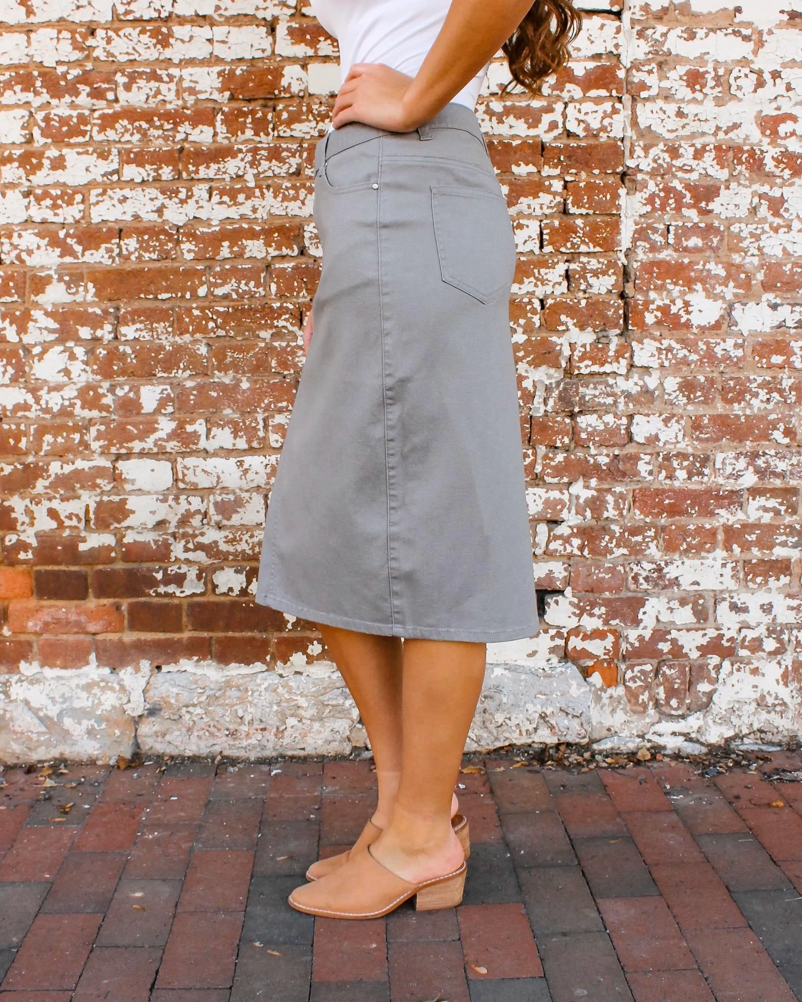 JDA Heather Gray Denim Skirt (Final Sale)