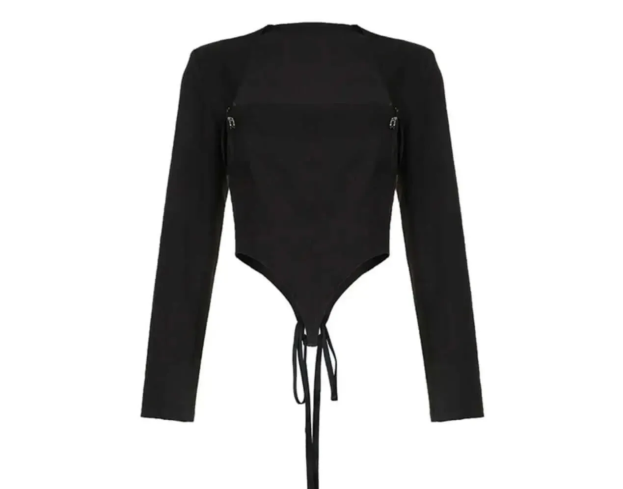 Lace Up  Black Suit Backless Coat.