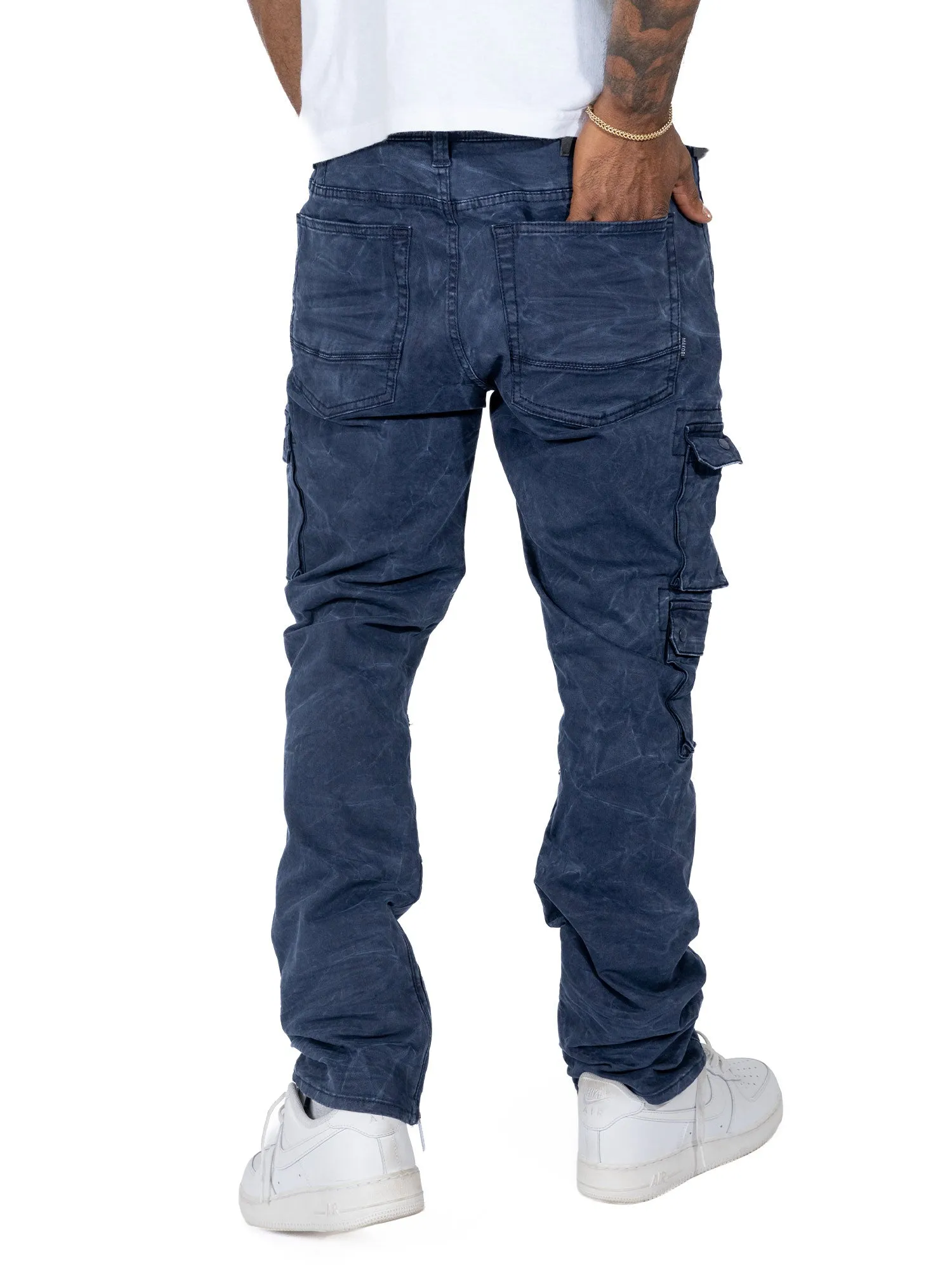 M1737 Berteli Acid Cargo Pants - Navy